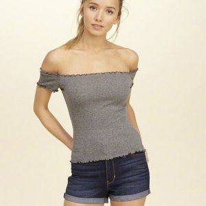 Hollister Gray Off the Shoulder Top - Size M